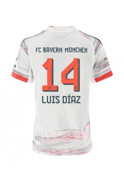 Bayern Munich Luis Diaz #14 Jalkapallovaatteet Naisten Vieraspaita 2025-26 Lyhythihainen Bayern Munich Luis Diaz #14 Jalkapallovaatteet Naisten Vieraspaita 2025-26 Lyhythihainen